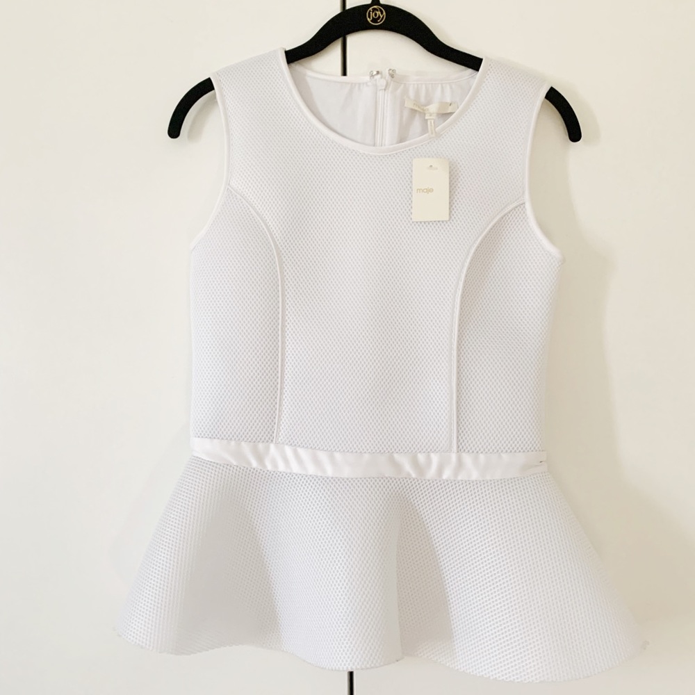 Maje Peplum Mesh Top